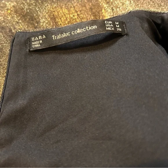 Zara Trafaluc Collection Metallic Gold Dress - Size Medium - Picture 8 of 11